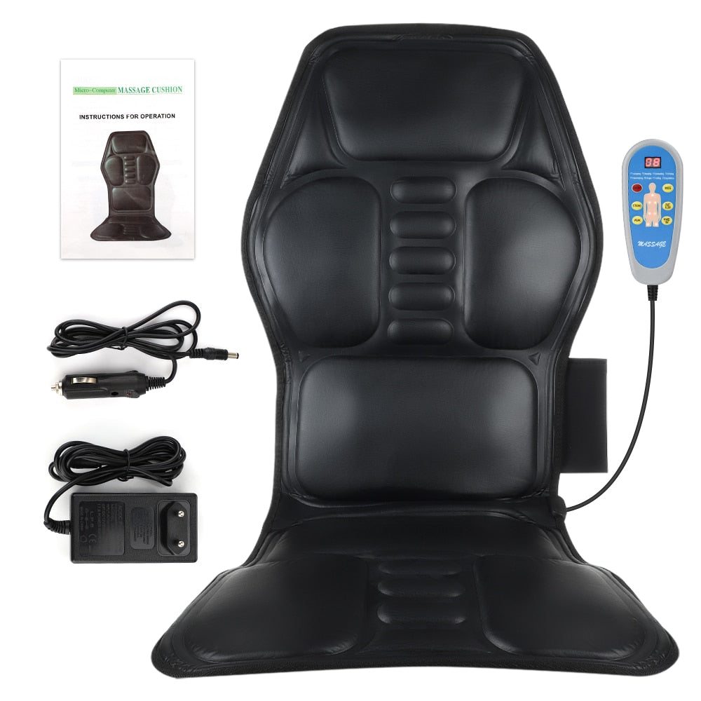 Electric Heating Vibrating Massage Chair Pain Relief Cussion Seat Pad Lumbar Back Shoulder Massager Mattress Car Office Home Mat