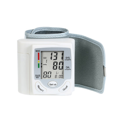 Digital Wrist Blood Pressure Monitor Pulse Meter Heart Rate Monitor Tonometer Mini Sphygmomanometer LCD Display Pulsometer