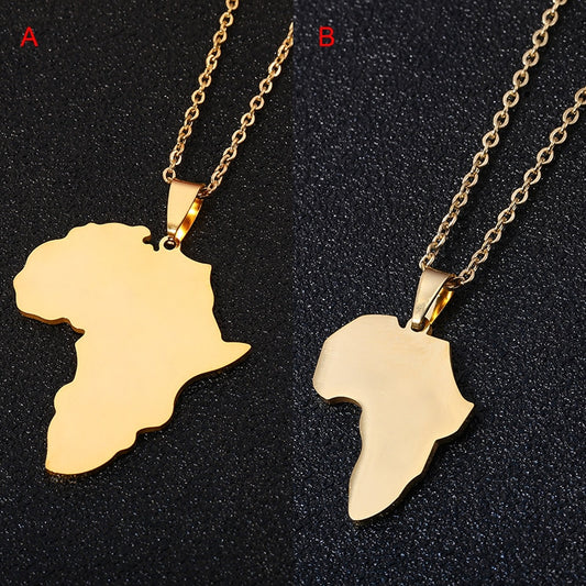 Fashion Selling African Map Pendant Necklaces Men&amp; Women Stainless Steel Gold Color Africa Map Jewelry Gift