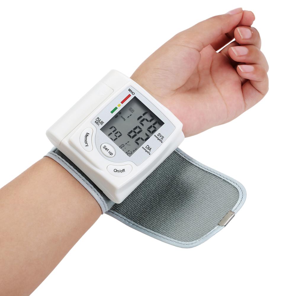 Digital Wrist Blood Pressure Monitor Pulse Meter Heart Rate Monitor Tonometer Mini Sphygmomanometer LCD Display Pulsometer