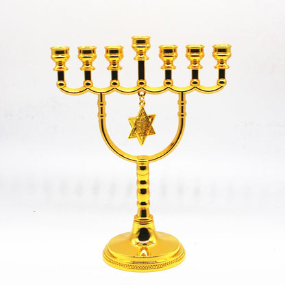 Crystal candle holder Big Menorah Candelabra Brass Gold holders 7 Branched Religious