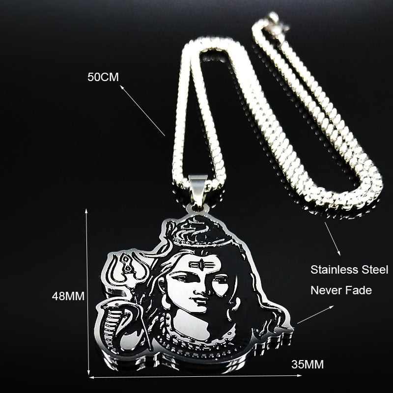 Black Enamel Stainless Steel Shiva Parvati Ganesha Indian Art Hindu God Figure Religious Necklaces Pendants Jewelry N3224S02