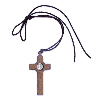 Retro Jesus Cross Necklace Wood Metal Pendant Jewelry Men Women Catholic Religious Christian Charm Gift High Quality