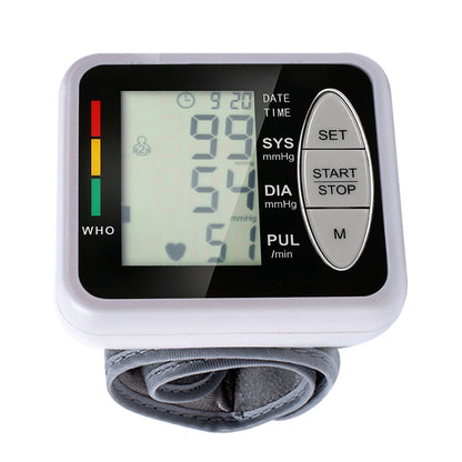 Digital Wrist Blood Pressure Monitor Pulse Meter Heart Rate Monitor Tonometer Mini Sphygmomanometer LCD Display Pulsometer