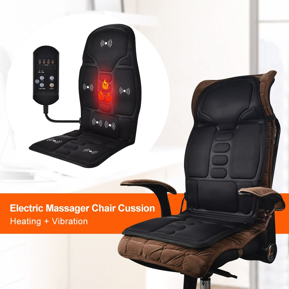 Electric Heating Vibrating Massage Chair Pain Relief Cussion Seat Pad Lumbar Back Shoulder Massager Mattress Car Office Home Mat